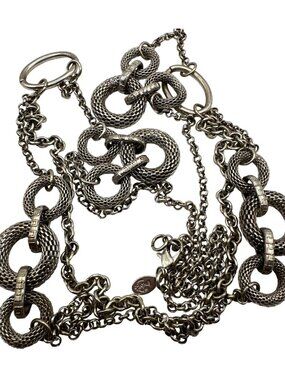 Granny Chic Extra Long Necklace Circle Link Chain Premier Designs Crown Modern